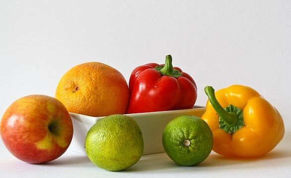 Apple, Orange, Peppers at Limes